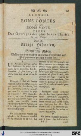 Artige Historien, und Sinnreiche Reden, Wleche aus den neuesten und besten Scribenten mit Fleiß zusammen getragen worden sind.