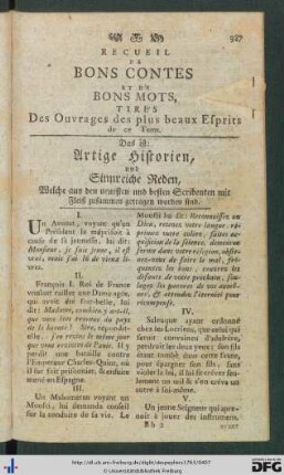 Artige Historien, und Sinnreiche Reden, Wleche aus den neuesten und besten Scribenten mit Fleiß zusammen getragen worden sind.