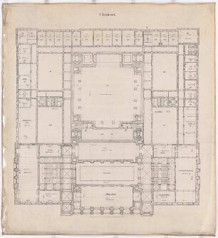 Preußischer Landtag, Berlin Umbau zum »Haus der Flieger«: Grundriss 1. OG 1:100