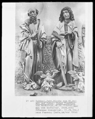 Judas Thaddäus vom Hochaltar (links), Simon vom Hochaltar, ehem. wohl Johannes Evangelist (rechts)