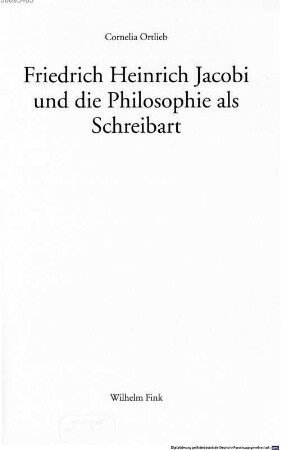 Friedrich Heinrich Jacobi und die Philosophie als Schreibart