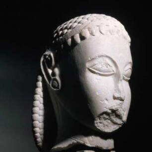 Athen, Archäologisches Nationalmuseum, ANM 3372. Kopf vom Dipylon, Rest eines Grab-Kuros, 610 v. Chr., attisch