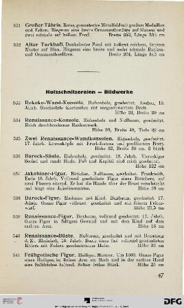 Holzschnitzereien – Bildwerke (Nr. 533-547)