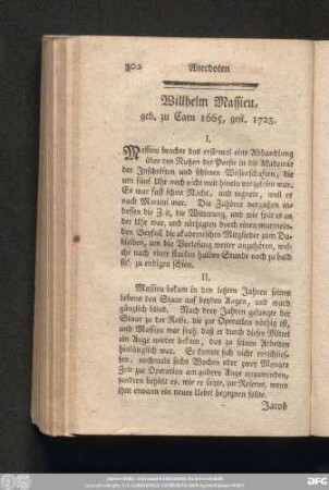 Willhelm Massieu, geb. zu Caen 1665, gest. 1723.