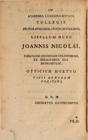 Joannis Nicolai, Antiqitatum quondam In Academia Tubingensi Professoris Celeberrimi, Libellus De Luctu Christianorum: Seu De Ritibus Ad Sepulturam Pertinentibus