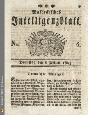 No. 6. Dienstag den 8 Februar 1803