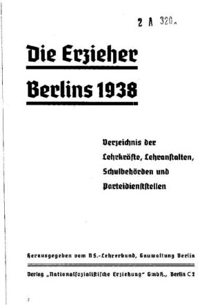 1938: Die Erzieher Berlins - 1938