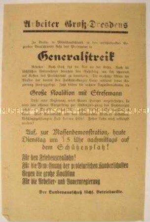 Propagandaflugblatt der KPD gegen die Koalitionsregierung Stresemann