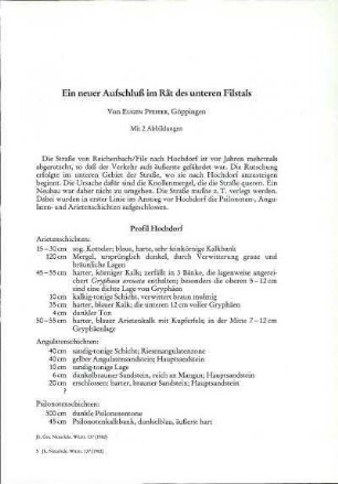 Ein neuer Aufschluß im Rät des unteren Filstals