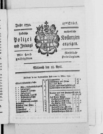 17tes Stück., Ausgabe vom 28. April 1790