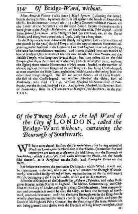 Of the Twenty sixth, or the last Ward of the City of London, called the Bridge-Ward without, containing the Bourough of Southwark