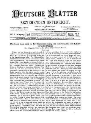 Wie kann man auch in der Massenerziehung die Individualität des Kindes berücksichtigen? : (Fortsetzung)
