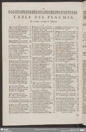 Table Des Psaumes