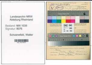 Entnazifizierung Walter Schonefeld , geb. 13.10.1908 (Buerobeamter)