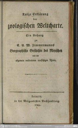 Kurze Erklärung der zoologischen Weltcharte