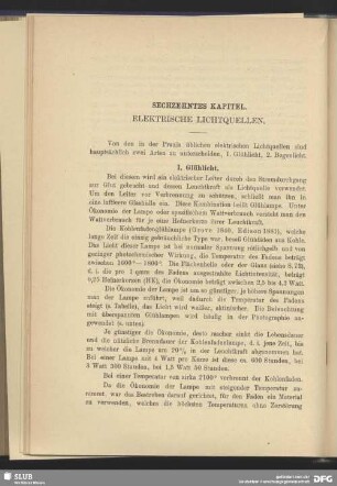Sechszehntes Kapitel, Elektrische Lichtquellen