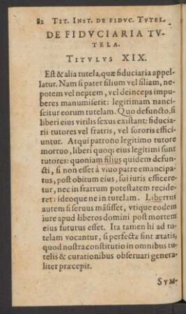 De Fiduciaria Tutela. Titulus XIX.