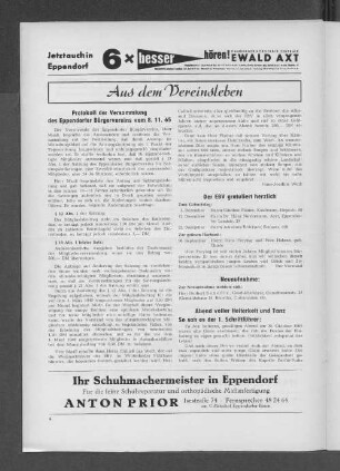 Protokoll der Versammlung des Eppendorfer Bürgervereins vom 8.11.65