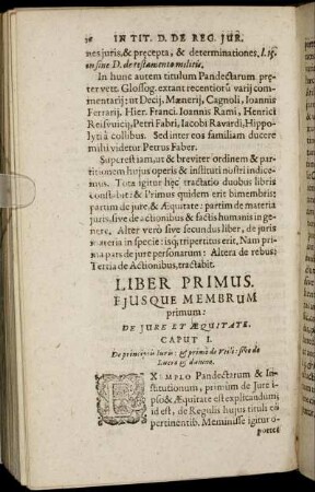 Liber Primus Ejusque Membrum primum: De Jure Æquitate.