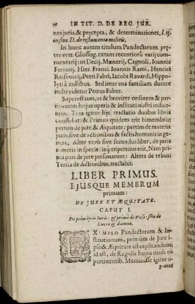 Liber Primus Ejusque Membrum primum: De Jure Æquitate.