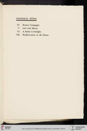 Heinrich Kühn [list of plates]
