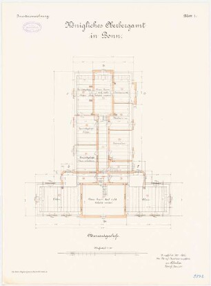 Oberbergamt, Bonn: Grundriss Dachgeschoss 1:100
