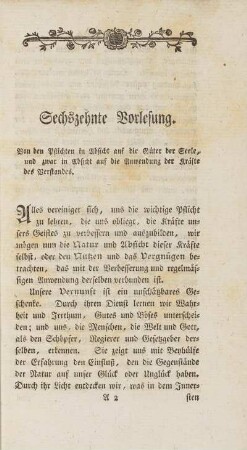 Sechszehnte Vorlesung