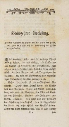 Sechszehnte Vorlesung
