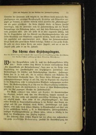 ¬Das¬ Schema eines Erziehungsbogens : aus der Arbeitsgemeinschaft für experimentell-pädagogische Forschung der katholischen pädagogischen Vereine Münchens