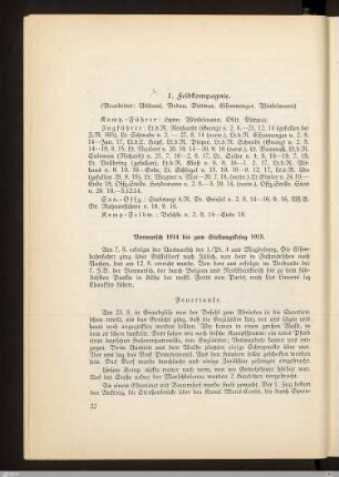 Vormarsch 1914 bis zum Stellungskrieg 1915