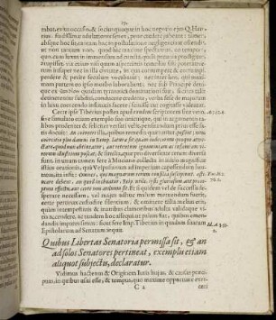 Quibus Libertas Senatoria permissa sit, & an adsolos Senatores pertineat, exemplis etiam aliquot subjectis, declaratur.