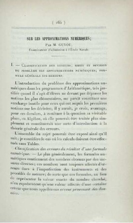 Sur les approximations numériques.