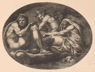 Herkules, Bacchus, Pan und Saturn