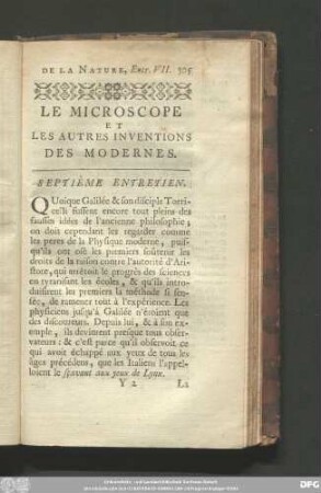 Le Microscope Et Les Autres Inventions Des Modernes. Septième Entretien.