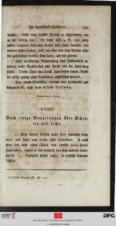 XVIII. Noch einige Bemerkungen über Schatten und Licht