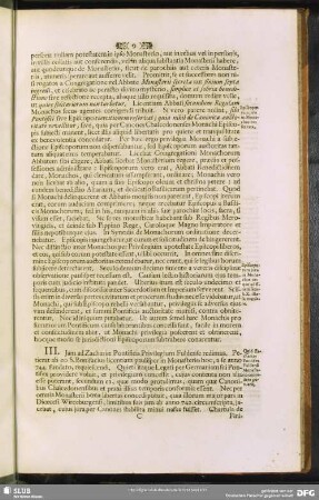 III. [Quid Zacharias Pontifex Fuldensi Monasterio concedere potuerit]