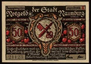 Notgeld der Stadt Naumburg a. Saale 50 Pfg.