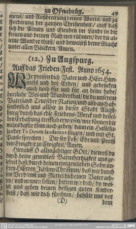 (12.) Zu Augspurg. Auff das Frieden-Fest. Anno 1654
