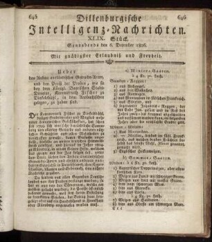 XLIX. Stück... den 6. December 1806 - LII. Stück... den 27. December 1806.