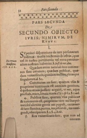 Pars Secvnda De Secundo Obiecto Ivris; Nimirvm, De Rebvs.