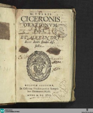 1: M. Tvllii Ciceronis Orationvm Pars ...