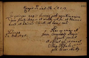 Faber, Johann Gottfried. Tübingen, 02.10.1743.
