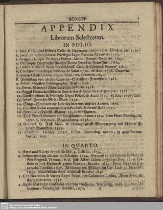 Appendix Librorum Selectorum