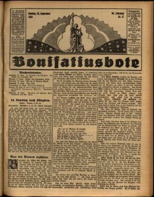 Erste Ausgabe vom Sonntag, den 10. September 1933.