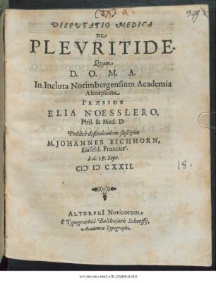 Disputatio Medica De Pleuritide