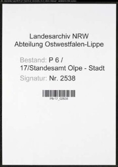 Heiratsregister Standesamt Olpe-Stadt