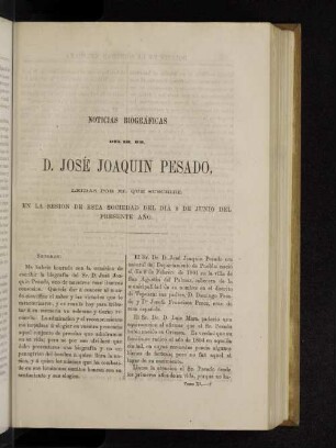 Noticias biográficas del Sr. Dr. D. José Joaquin Pesado