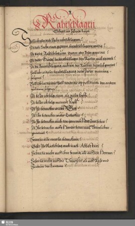 3. Rahtschlagen : Gehoret ins Zehende haws