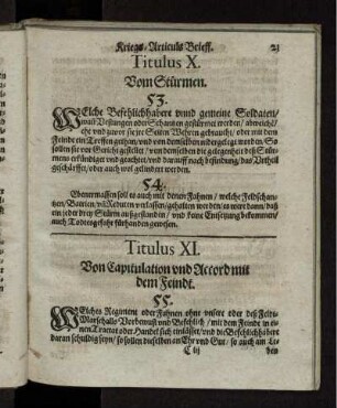 Titulus XI. Von Capitulation und Accord mit dem Feinde