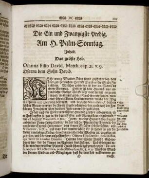 Die Ein und Zwantzigste Predig. Am H. Palm-Sonntag. - Die Fünff und Zwantzigste Predig. Am Heiligen Oster-Montag.